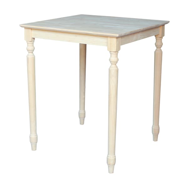 International Concepts Square Solid Wood Top Table, Turned Legs, Unfinished, 30 in W, 30 in L, 36 in H, Wood, Unfinished K-3030-336T - main